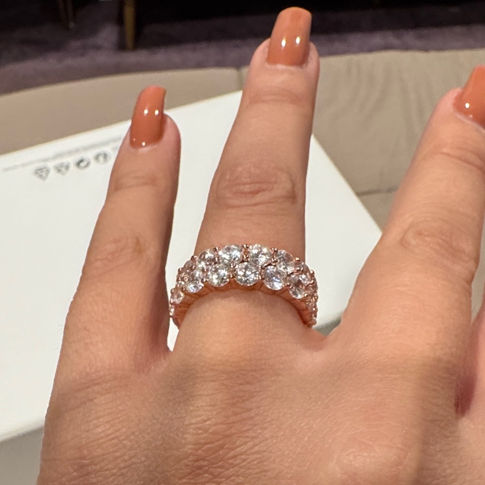 Moissanite Rose Gold Stackable Rings - Picture 3 of 6